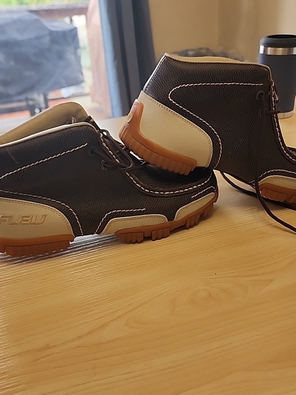 VINTAGE FUBU Brown and Cream Lace-Up Ankle Shoes